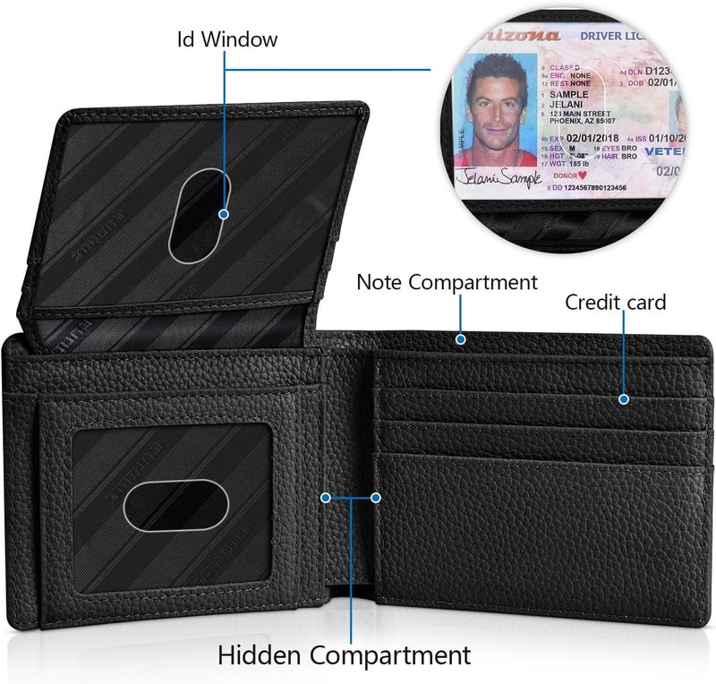 RUNBOX Wallet for Men Slim Rfid Leather 2 ID Window With Gift Box | Slim, Rfid, 2 ID Window, With Gift Box, Slim, Rfid - Image 4